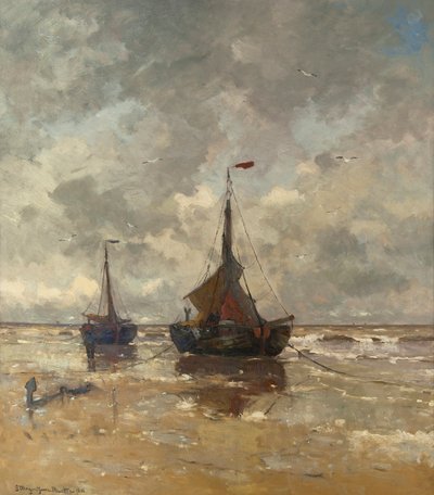 Two Fishing Boats on the Beach by Gerhard Morgenstjerne Munthe
